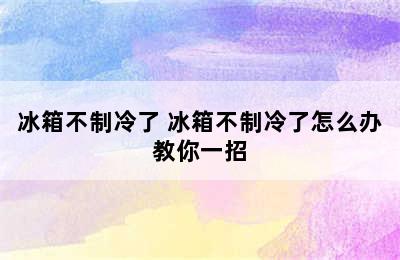 冰箱不制冷了 冰箱不制冷了怎么办教你一招